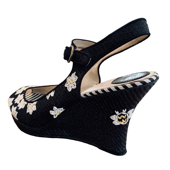 Anthropologie / Anthro Lucky Penny Daisy Espadrilles in Black & White w Bee sz 9 - Picture 7 of 15